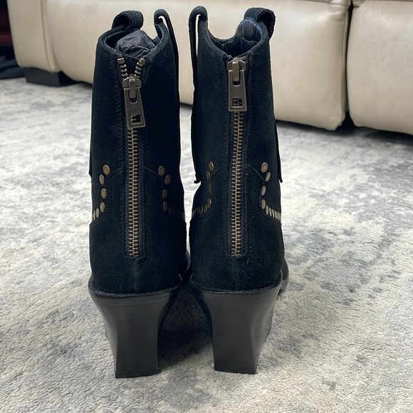 NIB Zadig & Voltaire Cara High Suede Studded Western Cowboy Boots Black Sz 41 - Picture 10 of 16